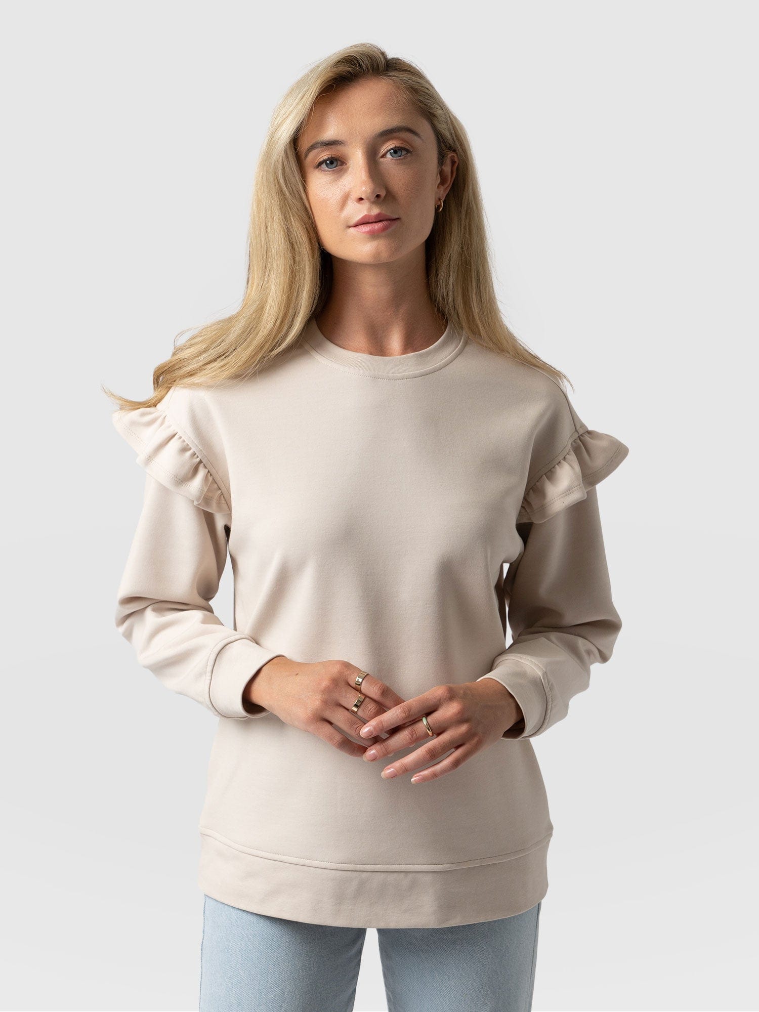 Bea Frill Sweater Cream - Women's Sweaters | Saint + Sofia® EU
